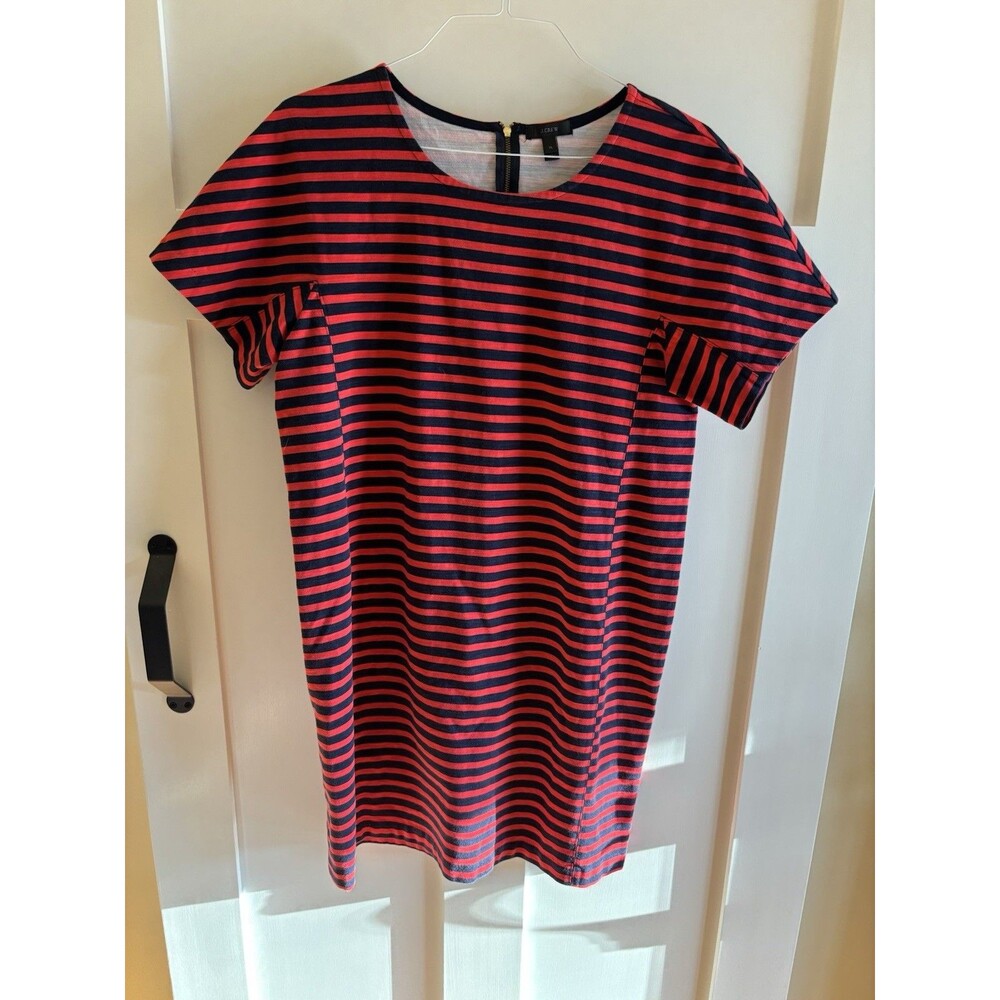 J.Crew Red & Navy Striped Dress – Short Sleeve – Size XL